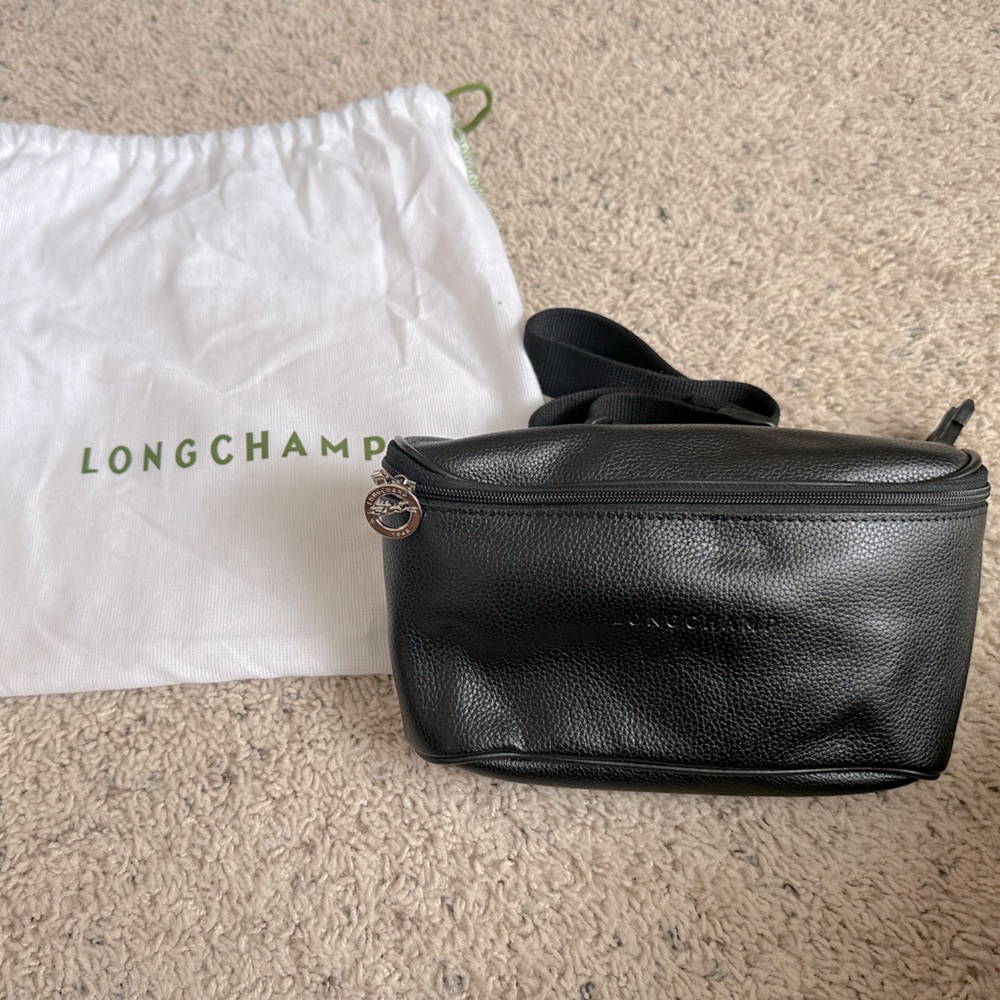 Longchamp Le Foulonnè Belt Bag Black Peppled Leather